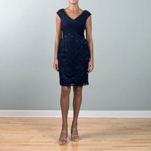 TADASHI SHOJI LACE NAVY BLUE SHEATH DRESS